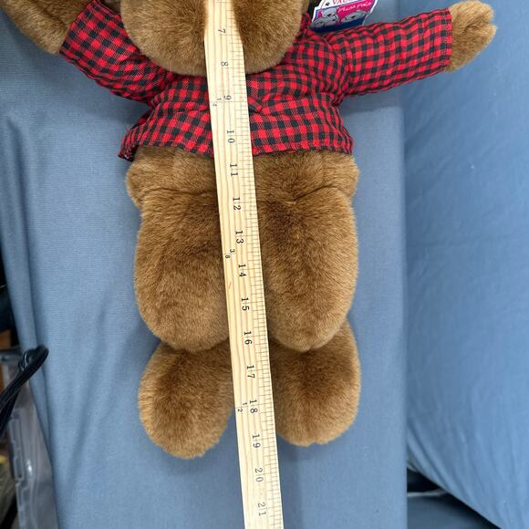 VTG Vaughn Plush Pals Moose Stuffed Animal 18" Brown Cabincore Lumberjack Plaid - Picture 12 of 16